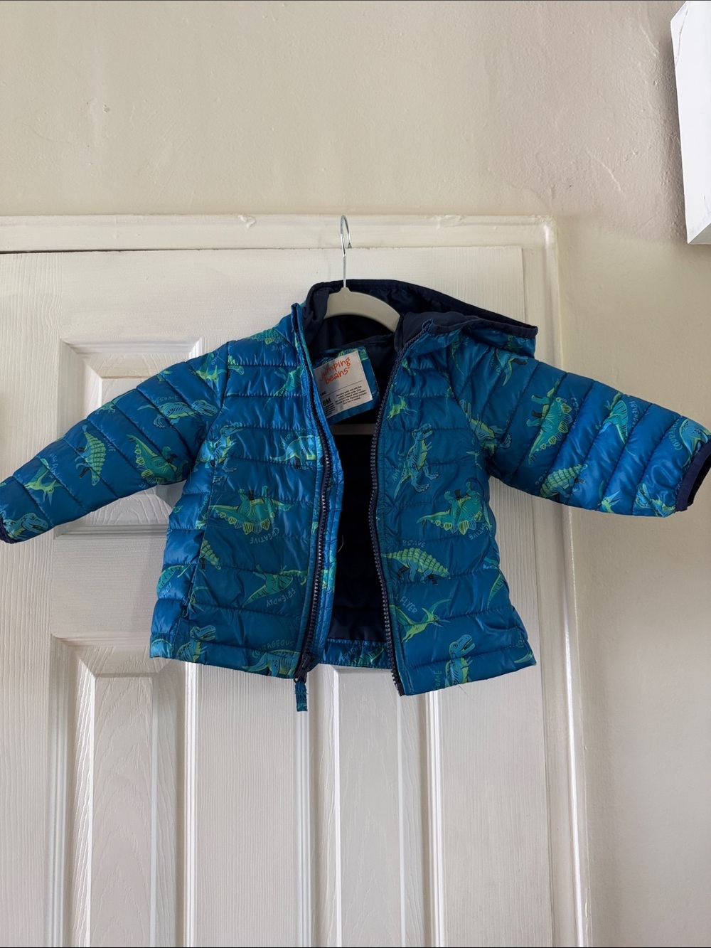 jumping beans Blue Dinosaur-Print Puffer Jacket